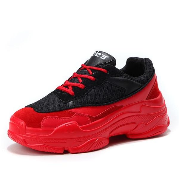 

new trendy women chunky shoes suede mesh upper platform dad shoes, Black;white