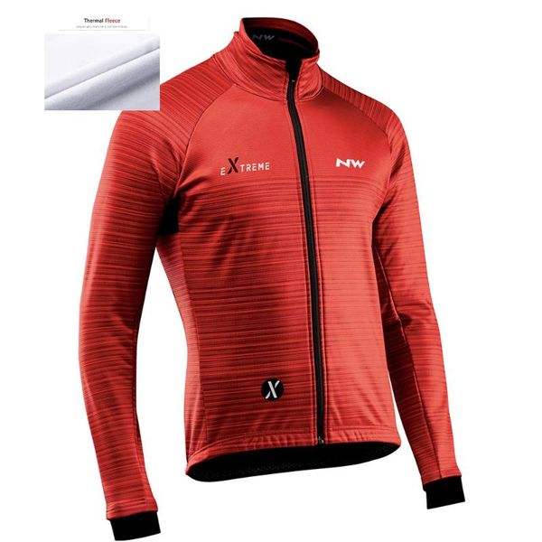 

2020 new northwestern winter warm fleece cycling long-sleeved men's bicycle professional team outdoor maillot ropa ciclismo, Black;red