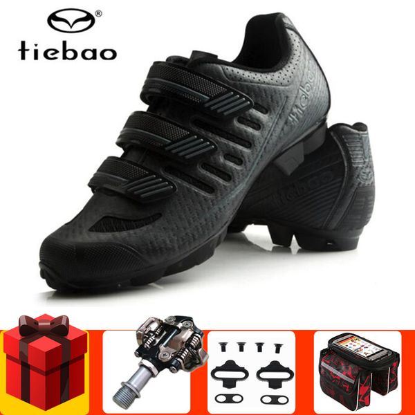 

tiebao cycling shoes add bicycle spd pedal set 2019 men sneakers women sapatilha ciclismo mtb mountain bike superstar shoes, Black