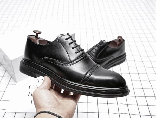 

triple joint casual dress shoes male oxfords office men wedding party leather shoes fashion british style 1a44, Black