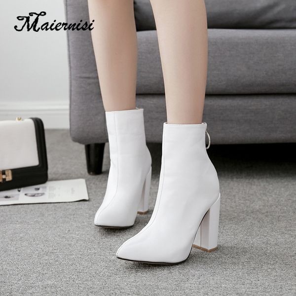 

maiernisi brand new pointed toe women nude ankle black white 10cm h heels lady party shoes lady plus big size