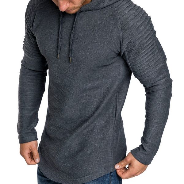 

heflashor 2018 stripe fold hoodies long sleeve solid fitness clothes casual male basic clothing bodybuilding hip streetwear, Black