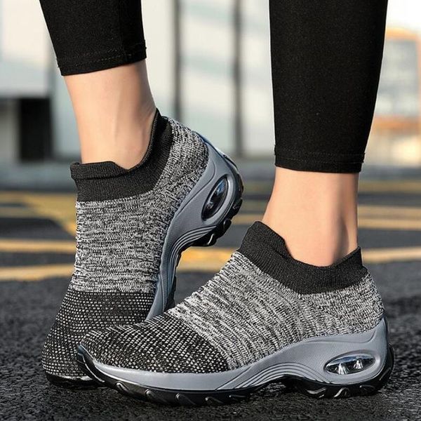 

women summer pumps mid heels plus size slip on wedges shoes woman breathable mesh casual shoe female mujer sapato feminino d141, Black