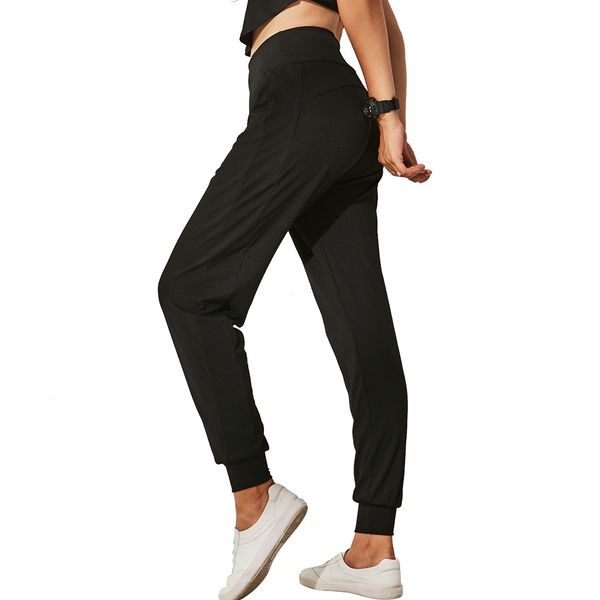 

new loose casual leisure pants breathable spandex woman trousers mid waist fitness exercise bodybuilding pants, Black