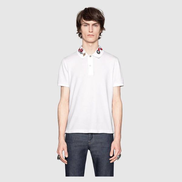 

mens summer snake print polos quick dry fashion classic male clothing high street pearl cotton breathabletees, White;black