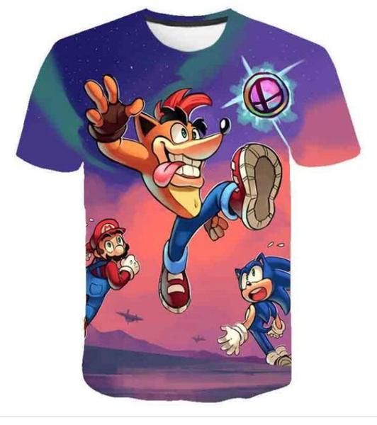 

2019 мода дети 3d мультфильм sonic game print футболки костюм мальчики футболка девушки летняя футболка одежда детская топы одежда футболка, White;black