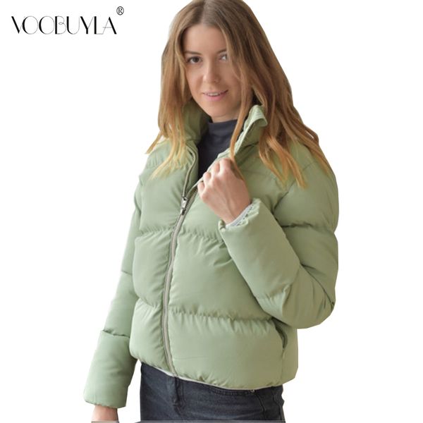 

fashion bubble coat women solid parka stand collar oversized short parka winter female warm puffer thicken jacket mujer 2019, Black
