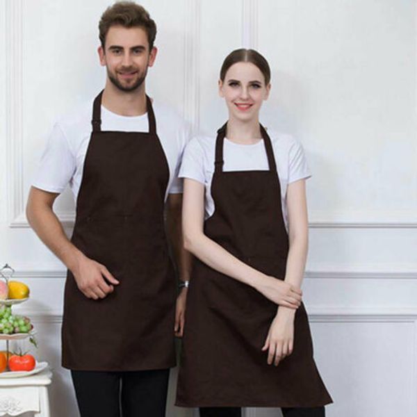 

Kitchen Restaurant Cooking Bib Apron with Pocket Cotton Polyester Blend Unisex