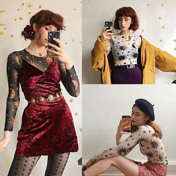 

fashion casual womens ladies transparent slim long sleeve sheer mesh shirt see through turtle neck blouse tee blouse black, White