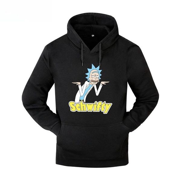 

rick hoodies mens clothes rick and morty crazy cute printed sweatshirts teenager pullovers hooded, Black