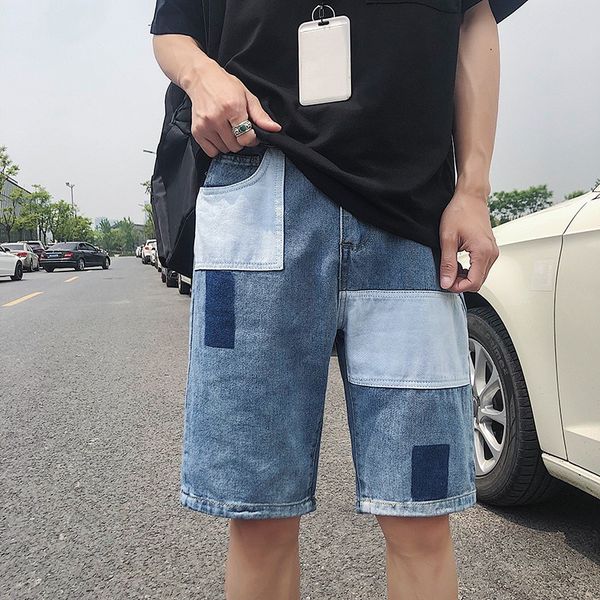 

2019 summer personal man slim denim shorts men jeans mens jean shorts, Blue