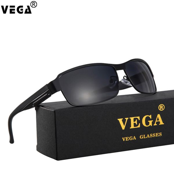 

vega cool square polarized sunglasses men anti-reflective glasses metal frame 8485, White;black