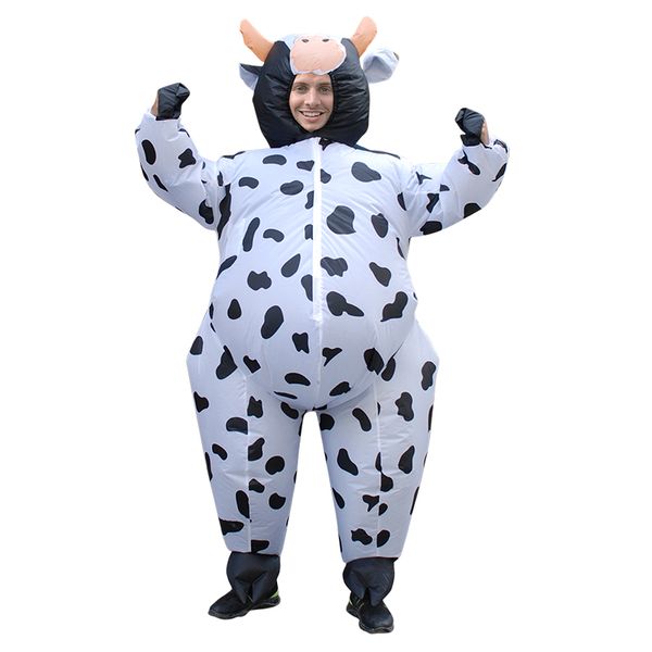 

explosion halloween cosplay cartoon cow inflatable party performance event prop clothing fancy dress air blown milk cattle, Black