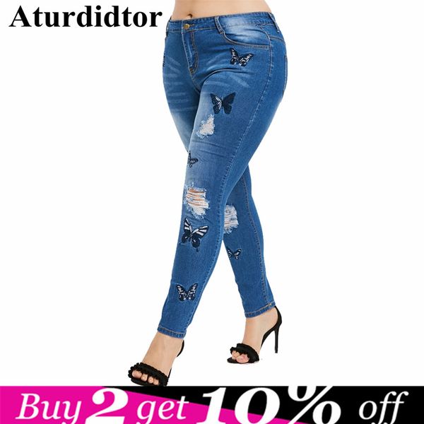 

ladies' hole jeans fashion skinny pants plus size blue, Black