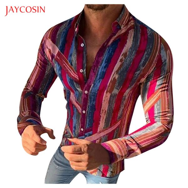

joycosin осень зима мужчины рубашка 2019 повседневная одежда полоса печати мужчины с длинным рукавом slim fit вечернее платье рубашка мужска, White;black