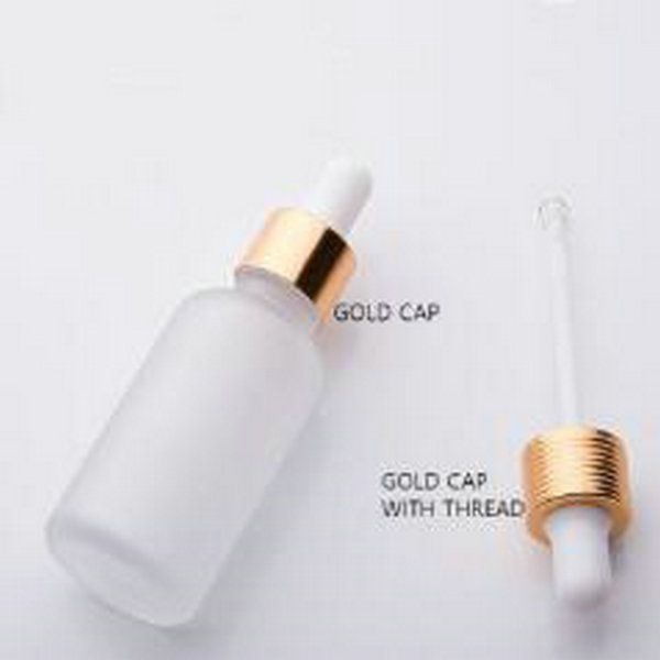 

15ml clear frosted glass dropper bottle cosmetic 20ml essential oil glass bottle with gold silver black cap