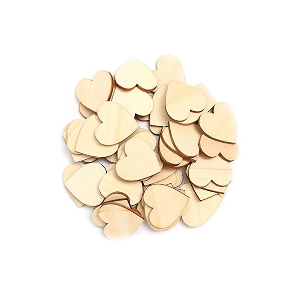 

50 pcs blank heart wood slices discs unfinished wooden natural cutout shape for diy crafts wedding christmas ornaments embellish