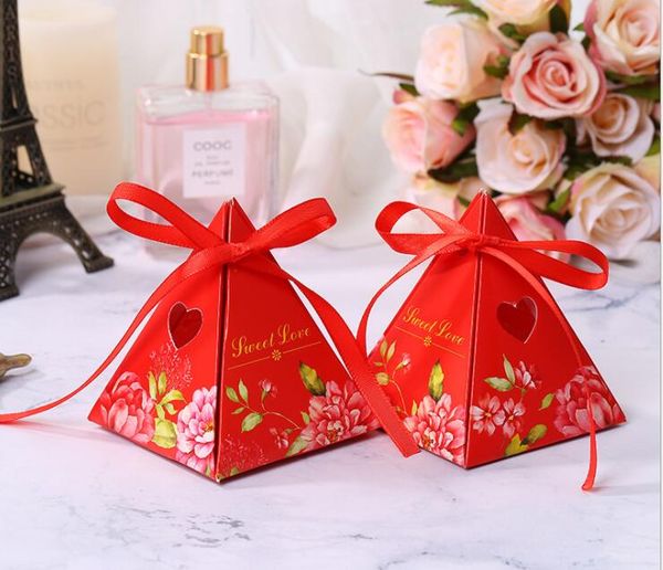 New Triangular Pyramid Marble Candy Box Wedding Favors And Gifts