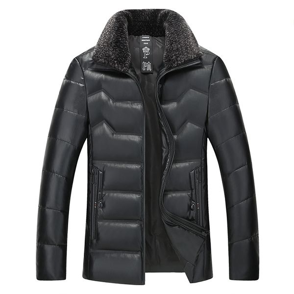 

new arrival fashion winter men thick warm down casual thick jackets leather coat men plus size l  2xl 3xl 4xl 5xl, Black