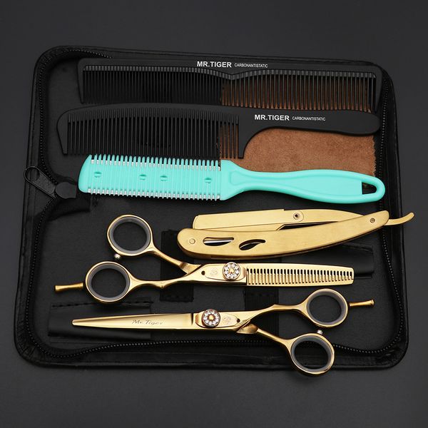 

new set 6.0 salon hair cutting scissors hairdressing professional hair scissors thinning shear barber scissors haircut razor