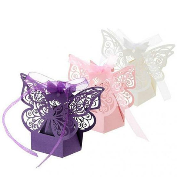 

20pcs / set бабочка цветок коробки конфет фестиваль сувениры партии лазерная резка конфеты коробка подарка diy романтичный свадебные украшен