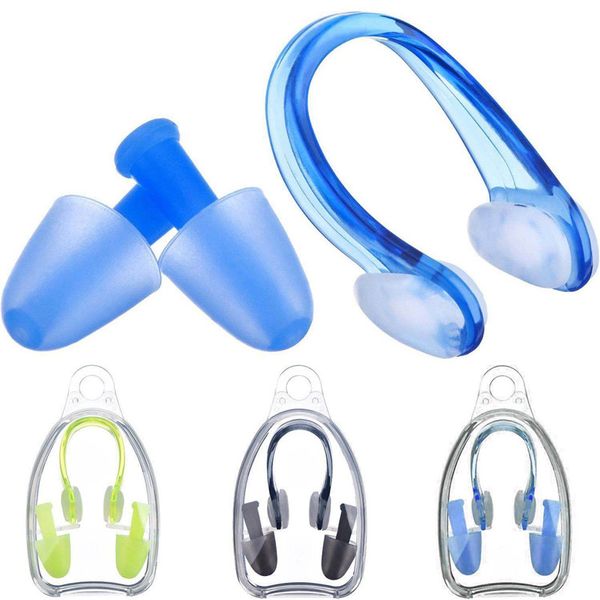 

soft silicone swimming nose clips + 2 ear plugs earplugs set pool accessories water sports swimming tools