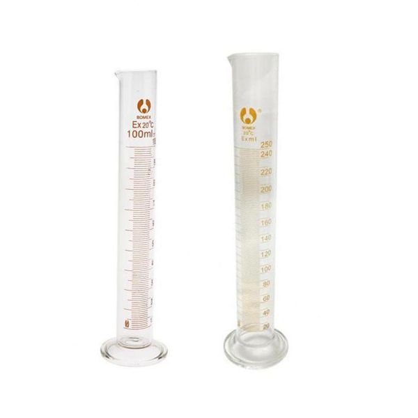 

2pcs glass graduated cylinder/beaker/conical flask measuring for laboratory