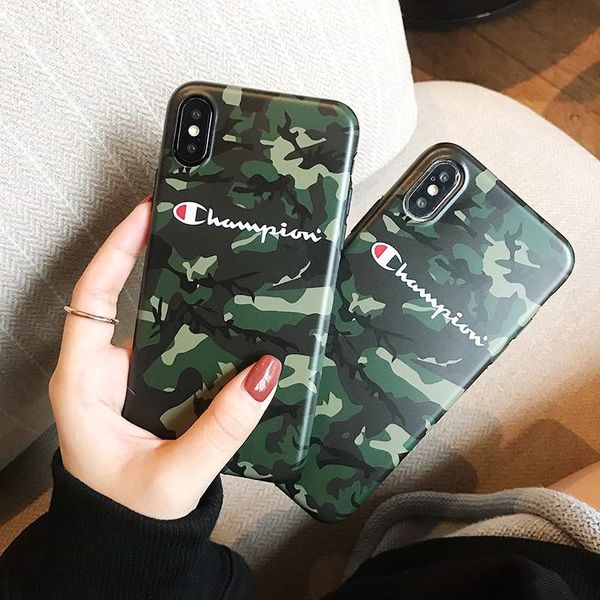 

Champion Phone Case For iphone X Xs Xr Xs Max 7 7Plus 6S 6 6Plus 8 8Plus Soft Phone Camouflage Pattern Cover Coque Fundas Cover