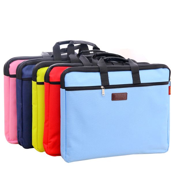 

a4 portable briefcase zipper canvas paper folder for document double layer fillings computer holder filling office bag
