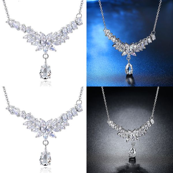 

concise clavicle chain marry jewelry temperament lotus crystal diamond necklace woman locket necklaces fast furious jewelry, Silver
