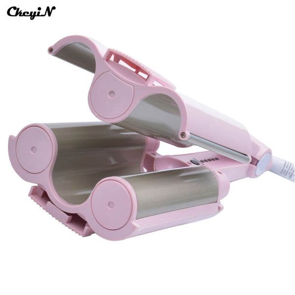 

tourmaline ceramic hair curler led curling iron triple barrels deep big waver hair curling iron hair styling crimper 26 28 32mm