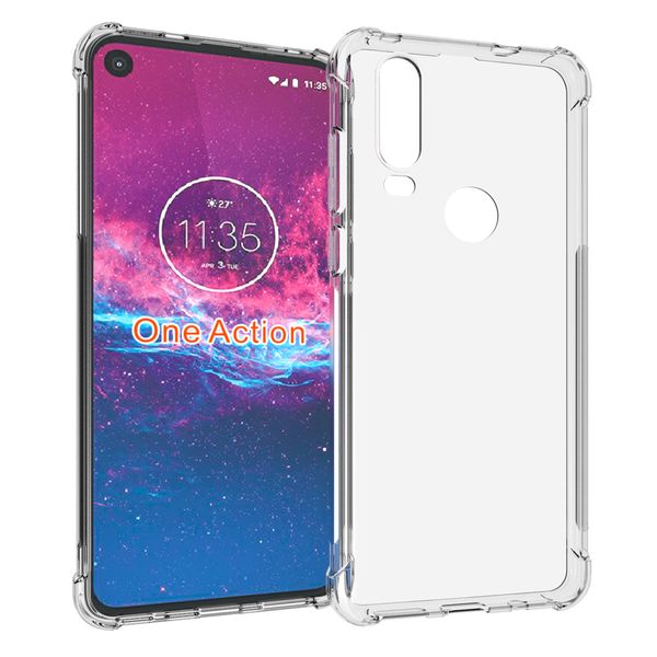 

shockproof clear transparent tpu with four corner protective case cover compatible for moto one action hyper vision pro macro g8 plus