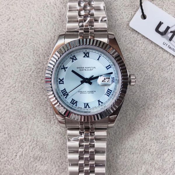 

men ice blue 40mm datejust automatic mechanical movement jubilee bracelet mens diamond designer wristwatches watch, Slivery;brown