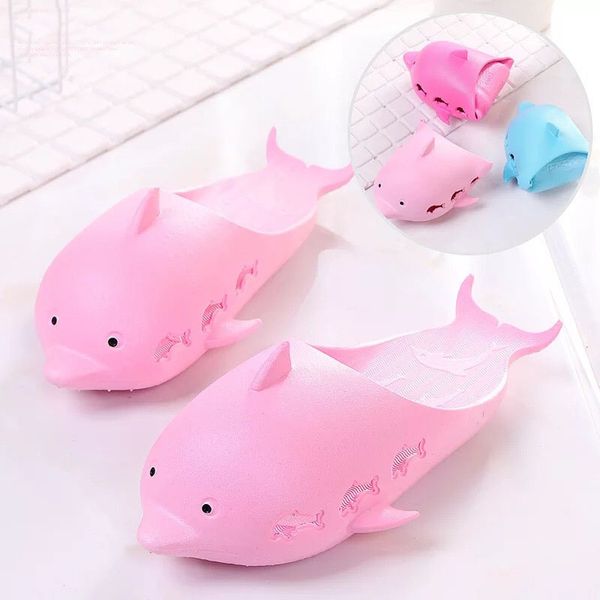 

2019 ladies animal dolphin slippers summer men's sandals beach shoes outside funny bathroom floor home lovers slippers, Black