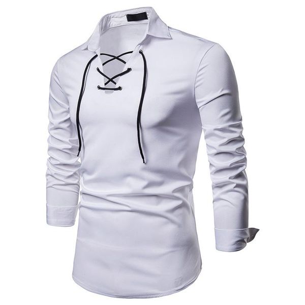 

new cross-border men shirt luxury lace design lapel large size long-sleeved shirt white shirt men 6 color ing, White;black