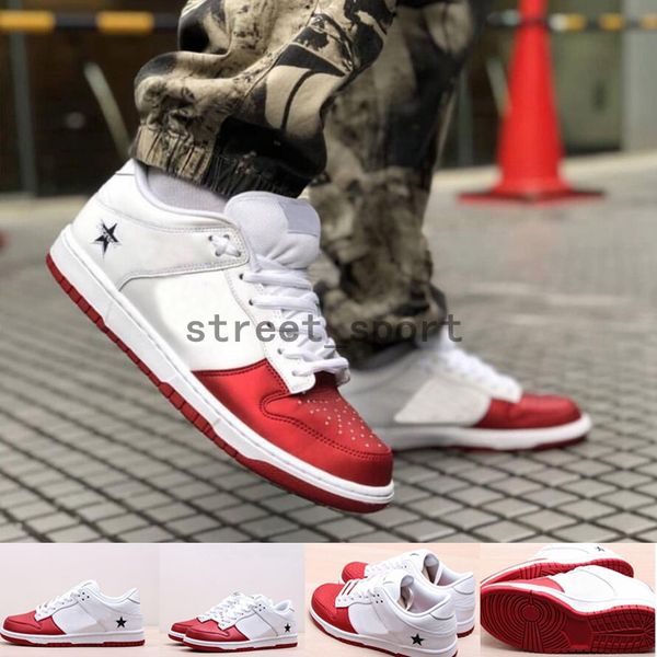 

designer sup sb dunk low pro x og qs ck3480-600 silver black red white running shoes women mens sneakers skateboard casual dunks trainers, White;red