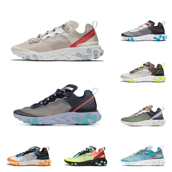 

2019 new fashion Running Shoes react element 87 Designer Sneakers sail neptune green total orange royal tint Sports Trainer size 36-45