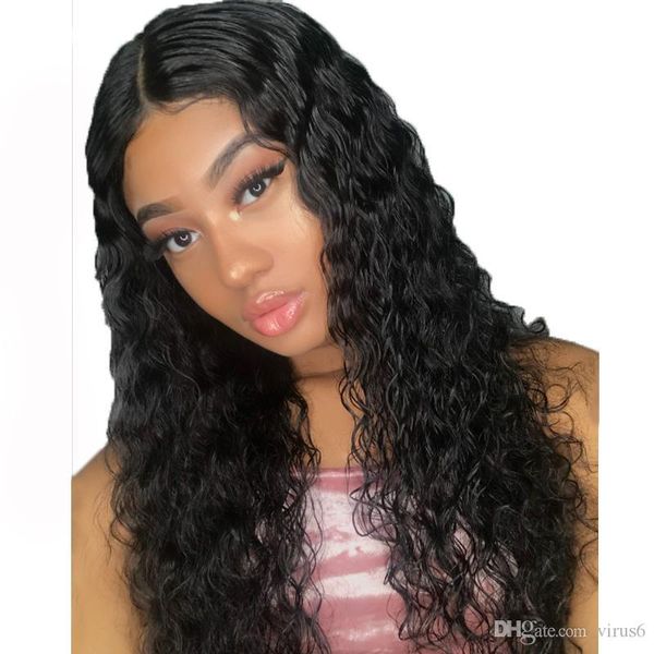 

250 density lace front human hair wigs brazilian deep wave wfull lace human hair wigs with baby 100% human hair for women remy, Black