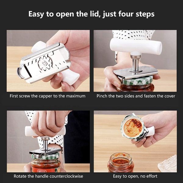 

jar opener for weak hands,bottle opener - quick opening for cooking & everyday use, stainless steel s-shaped handle arthritis ja