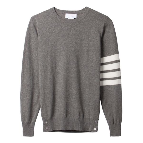 

new thom classic pure color striped head tb knit sweater br collar sweater slim figure repair ing, White;black