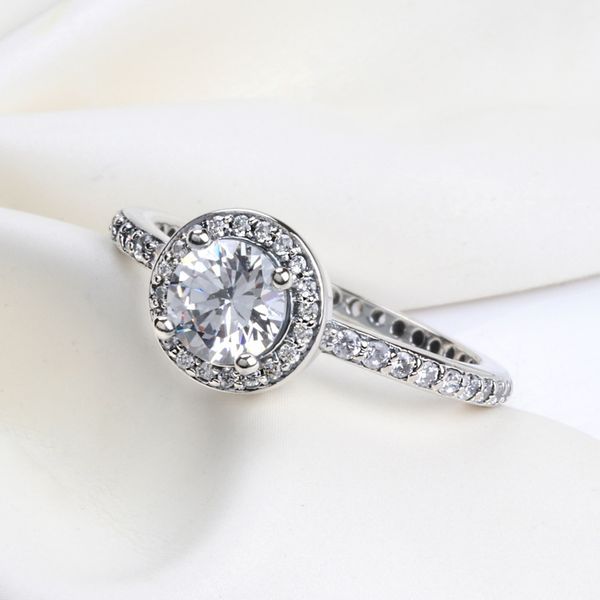 

romantic cute ring with original box for pandora charms jewelry cz diamond 925 sterling silver rings women wedding gift finger ring, Slivery;golden