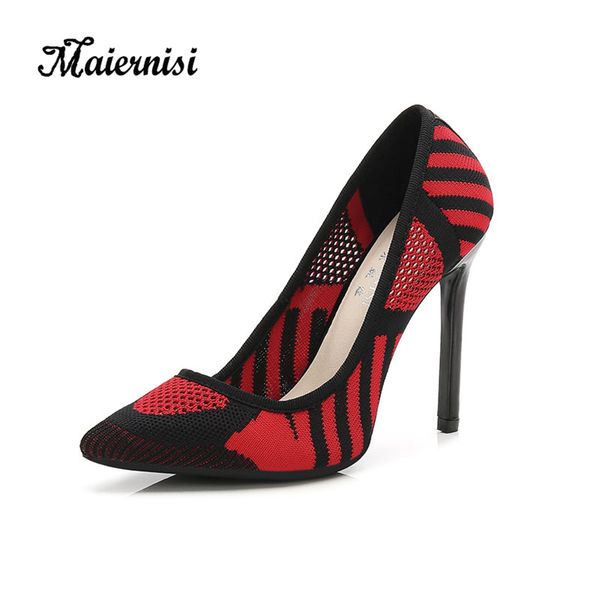 

maiernisi women's pumps cotton cloth female high heels abstract style design shoes night club trend pumps, Black