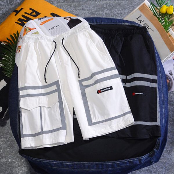 

mens designer luxury shorts summer loose high street 3m reflective pants popular fashion england style wholesale size s-3xl, White;black