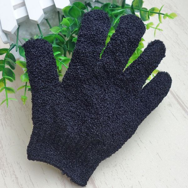 

120pcs 2019 black nylon body cleaning shower gloves exfoliating bath glove five fingers bath bathroom gloves