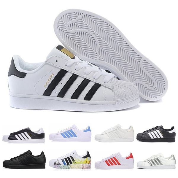 

2020 super star white hologram iridescent superstars 80s pride sneakers super star women men sport casual shoes 36-45, Black