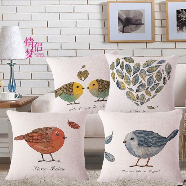 

originality hand bird feather cotton flax pillow back cushion loose coat gift