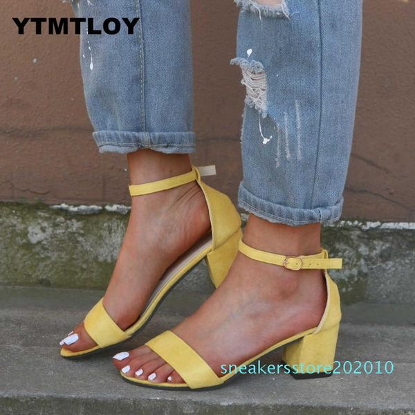 

2019 women pumpssandals summer open toe heelslow block heel shoes ankle strap high gladiator sandals wedges s10, Black