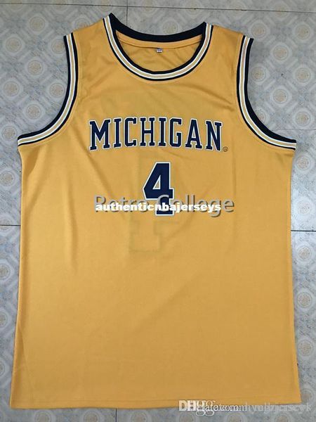 

michigan state basketball jersey #4 chris webber yellow custom any size,number and name stitched xxs-6xl xs-6xl vest jersey, Black;blue