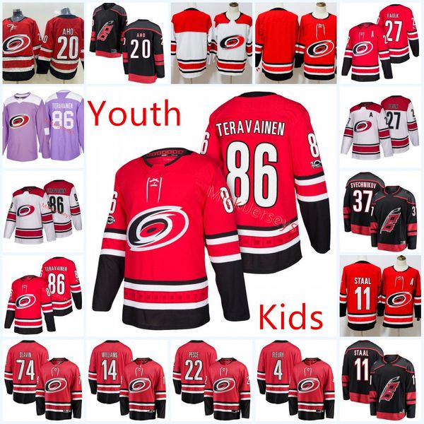 

Youth Carolina Hurricanes Justin Faulk Jersey Kids Brett Pesce Haydn Fleury #11 Staal Teuvo Teravainen Sebastian Aho Justin Williams Jersey