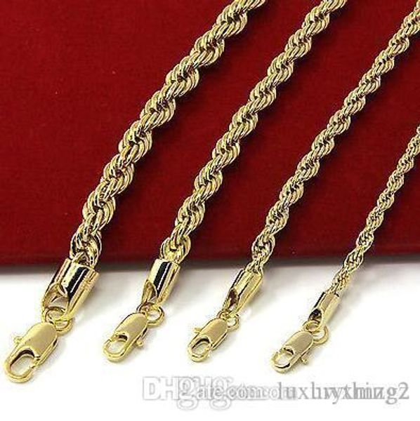 

mens 14k yellow gold plated width 3 4 5 6mm french rope link chain necklace, Silver